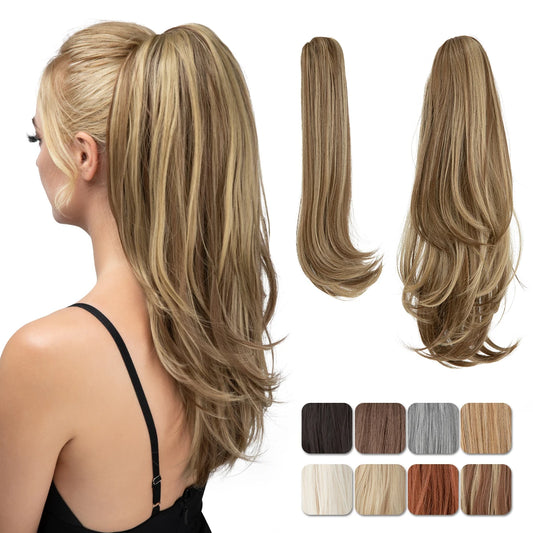 SARLA Premium Synthetic Claw Clip In Ponytail Hair Extensions Long Hairpiece Silky  Straight Fake Pigtail With Band For Women