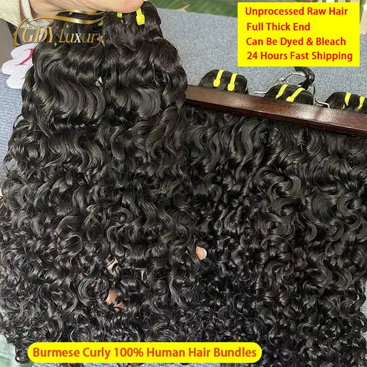 14A Grade Burmese Curly Raw virgin Hair Bundles Thick Unprocessed 100% Human Hair Extensions Bouncy Curly Hair Bundles Full Head
