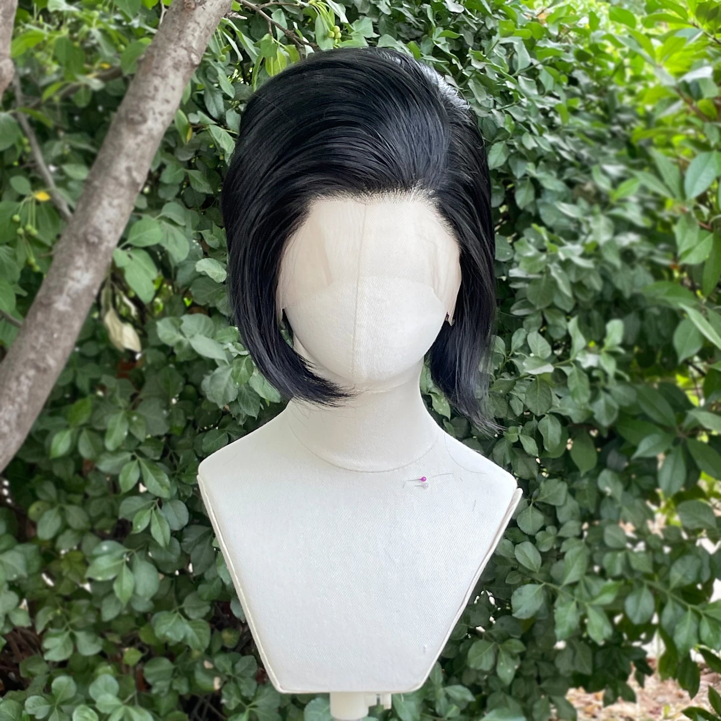 #1 Jet Black Short Bob Cut Synthetic Lace Front Wig for Women Cosplay Wig for Men Natural Hairline Glueless 13x4 Lace Front Wigs