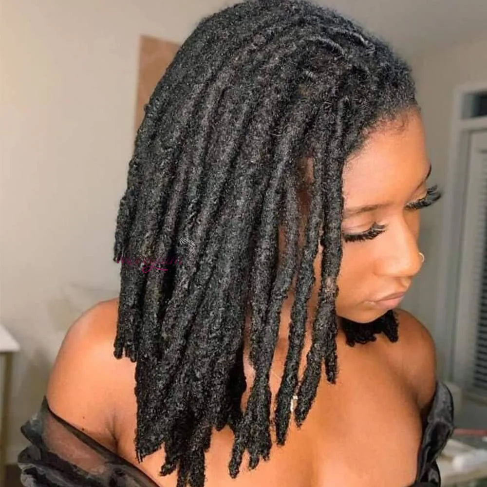 6 Inch 10 Strands Loc Extensions Human Hair 100% Handmade Permanent Dreadlock Extensions for Women Men Can Be Curled and Bleache