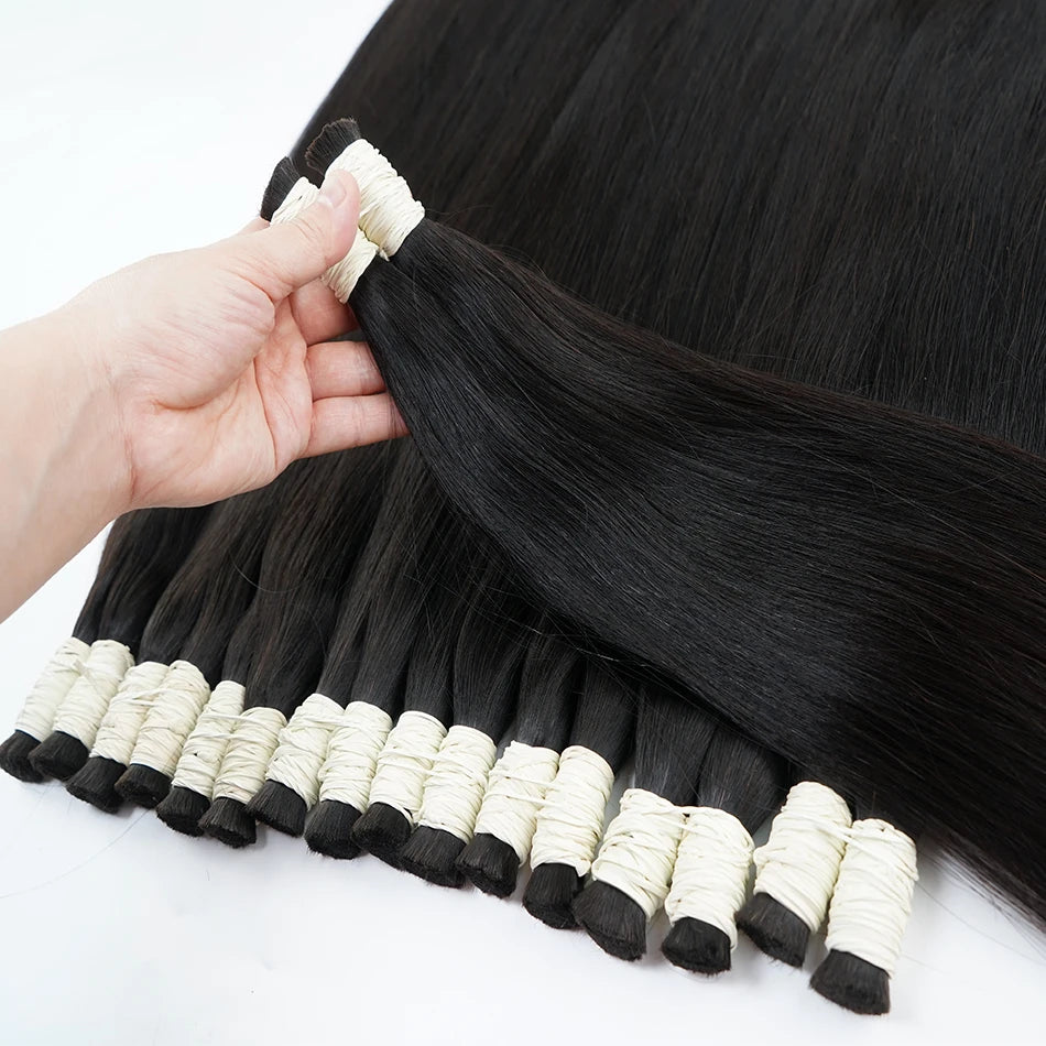 14A Grade 100% Real Natural Hair Extension Straight Human Hair Bundles No Weft Natural Black Bulks Blonde Brazilian Hair