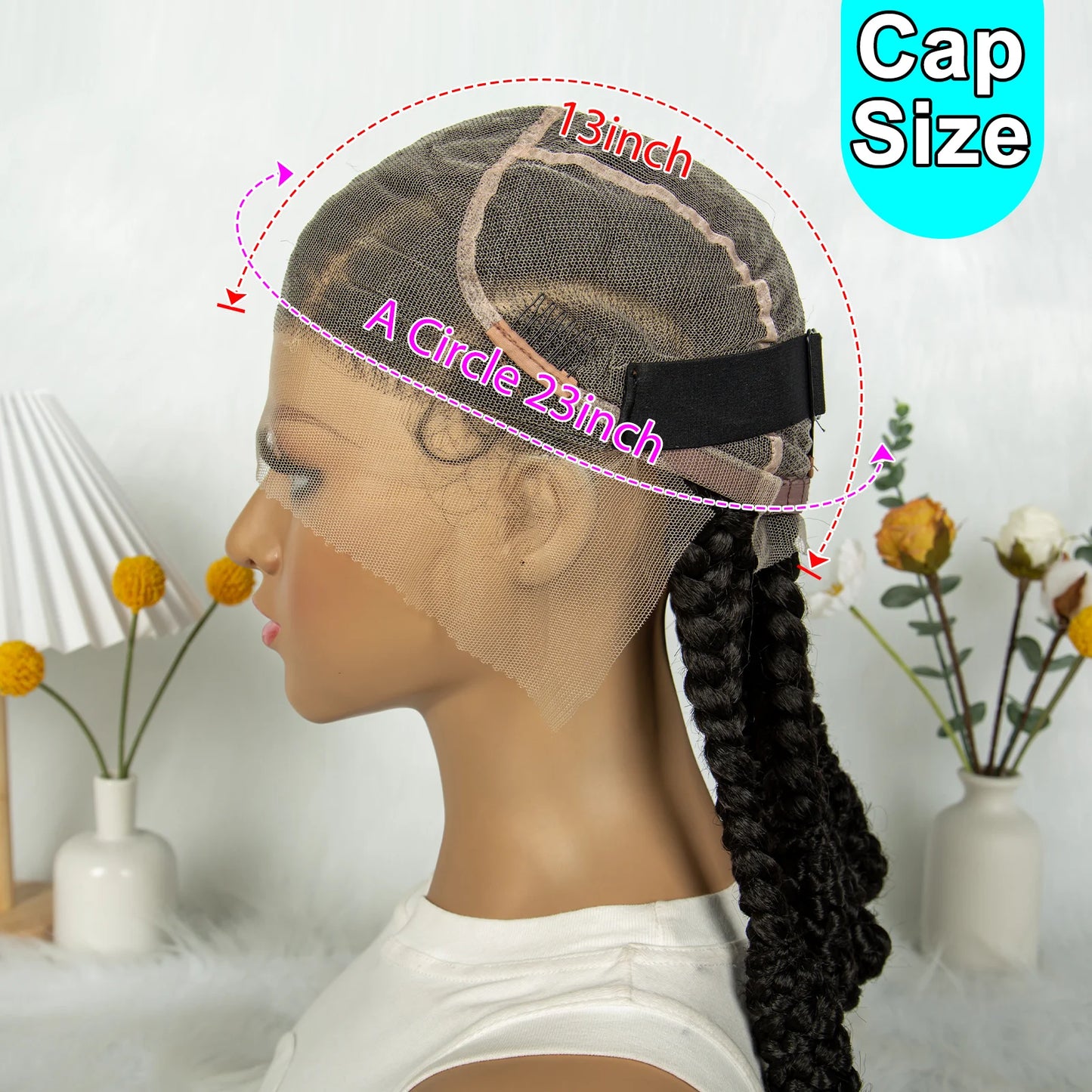 KIMA Cornrow Box Braided Wig Synthetic Full Lace Wigs for Africa Women Men Braids Wig with Baby Hair
