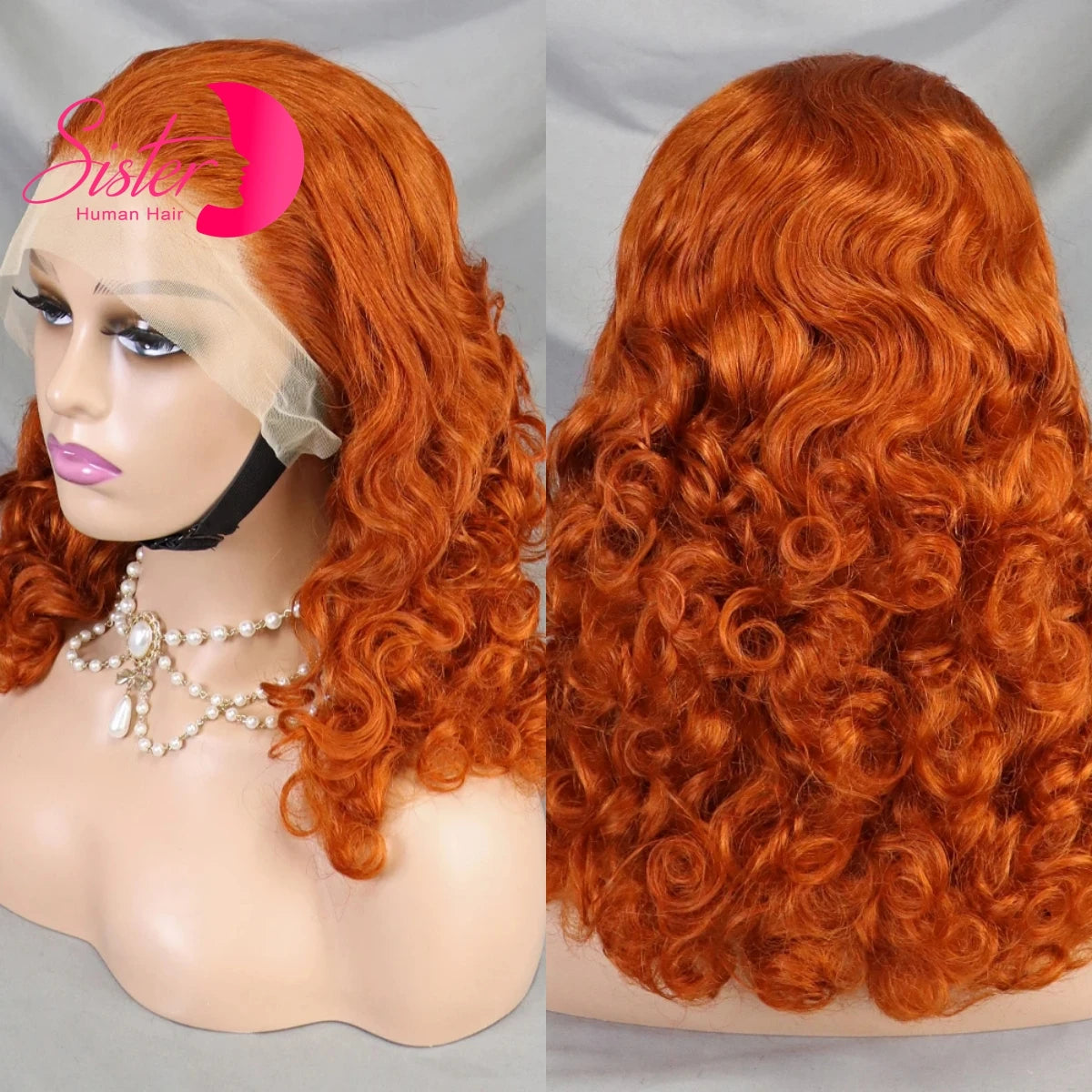 12A Double Drawn 350# Ginger Orange Spring Bouncy Curly Human Hair Wigs 13x4 Lace Frontal Curly Hair Wigs 250% Density for Women