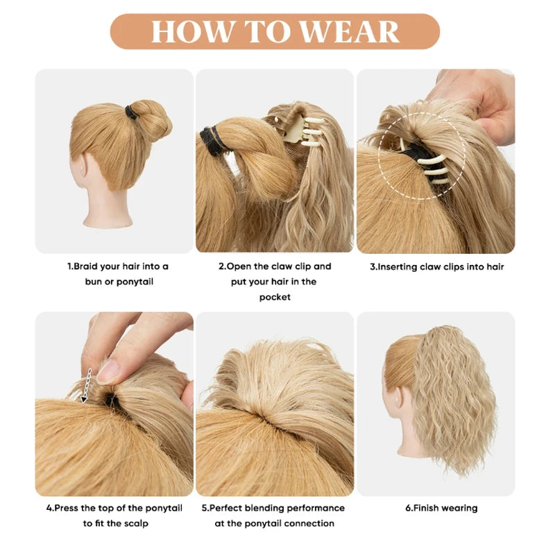 14inch Synthetic Women's Wavy Claw-Clip Ponytail Extension Easy-to-Wear Versatile Style for Instant Beauty For Women