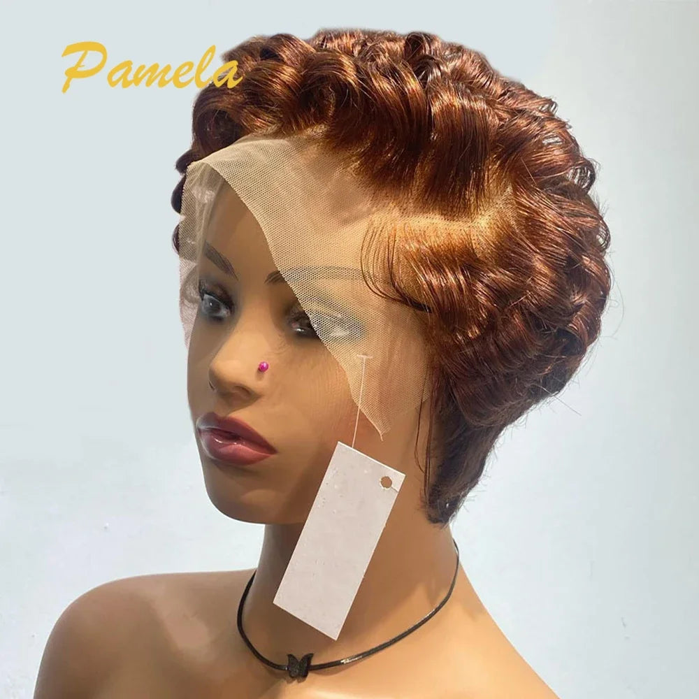 13x4 Short Bob Loose Wave Lace Front Wigs Pre Plucked Bleached Knots Pixie Cut Hd Transparent Lace Front Natutal Human Hair Wig