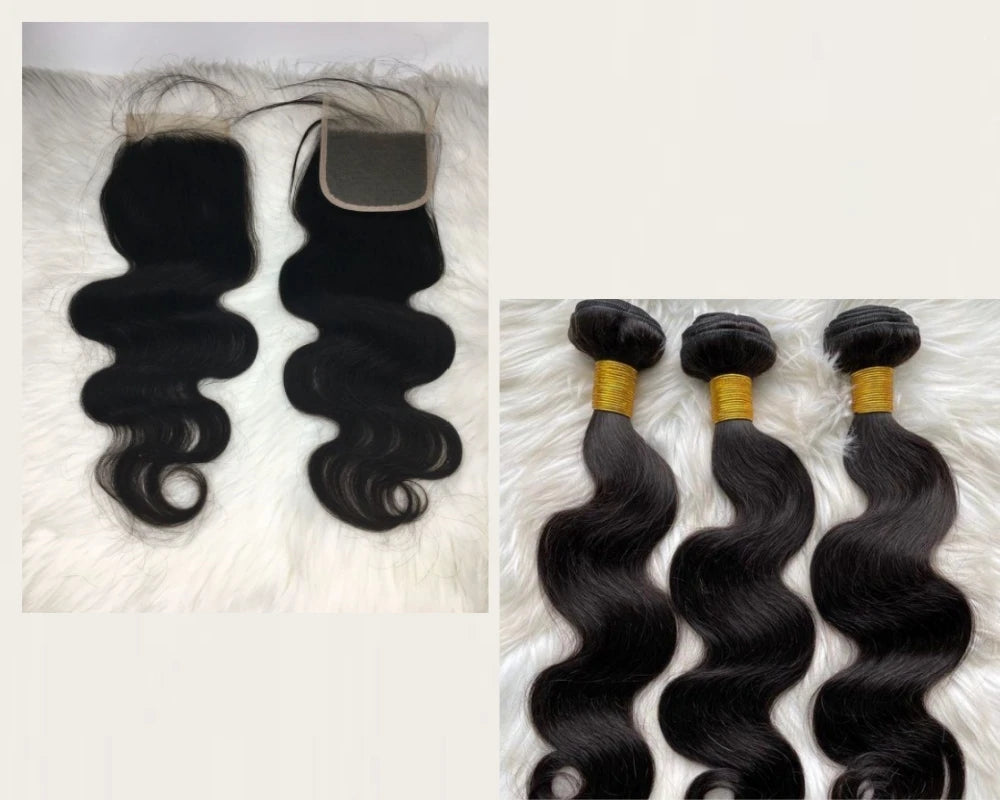 Peruvian Body Wave Bundles With Frontal 4x4 Closure Transparent Natural Virgin Human Hair Extensions Wholesale Bundles Weave