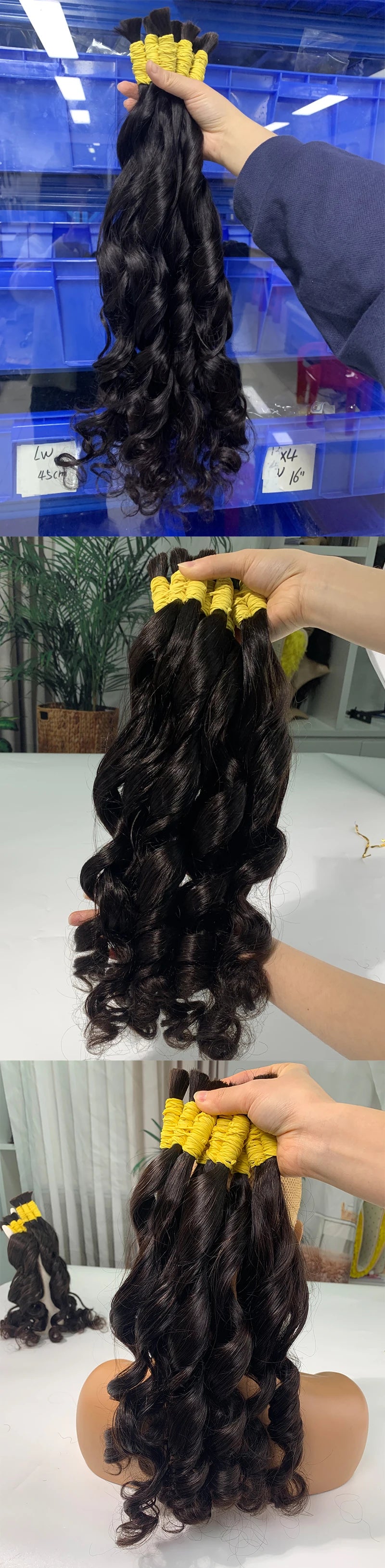 12A Raw Bulk Human Hair Deep Wave For Braiding Deep Wave Burmese Curly No Weft Brazilian Remy Hair Extensions Bundles 100 Grams