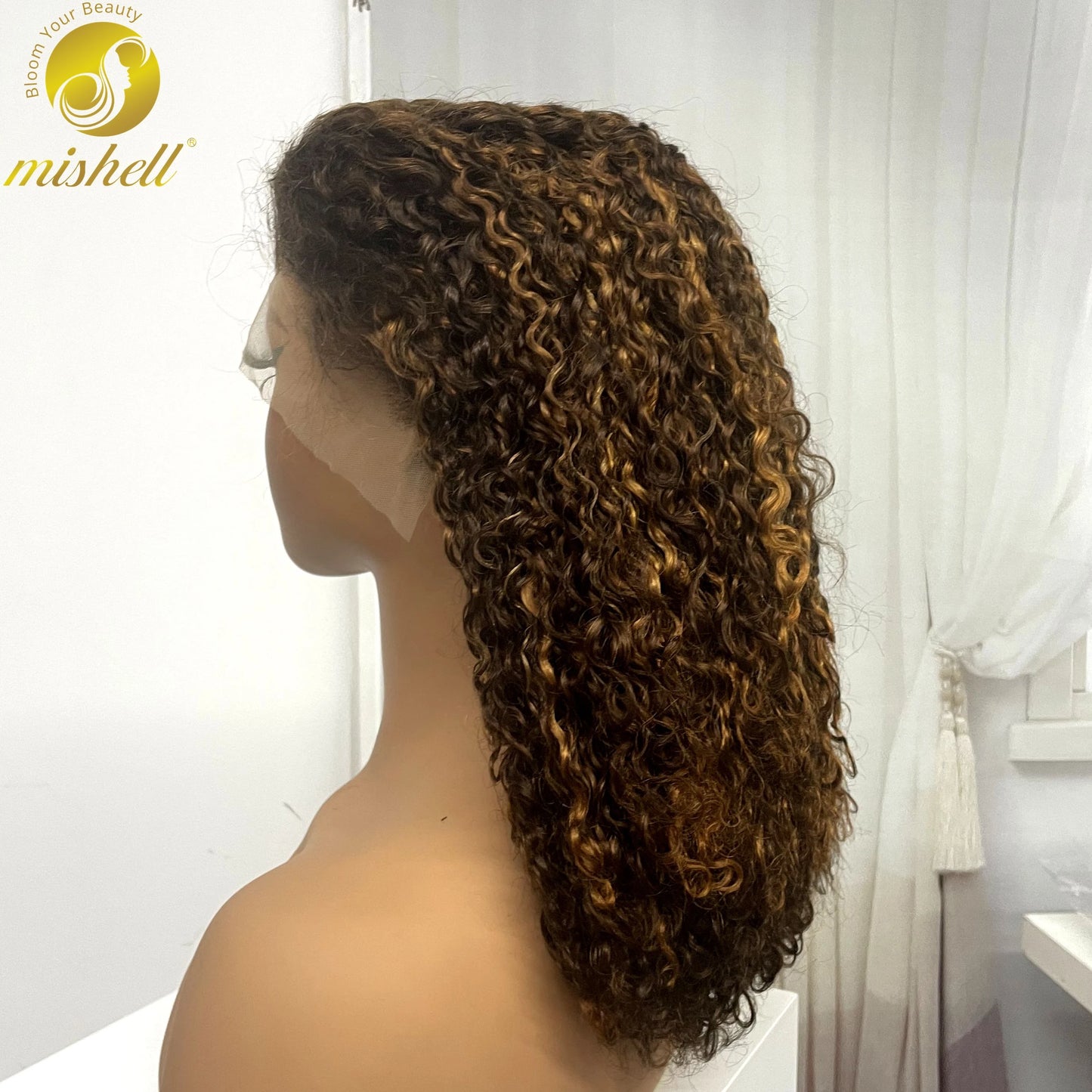 350% Density 13x4 Lace Frontal Pixie Curly Human Hair Wigs 12A Colored Water Wave Raw Burmese Bouncy Curly Hair Wigs for Women