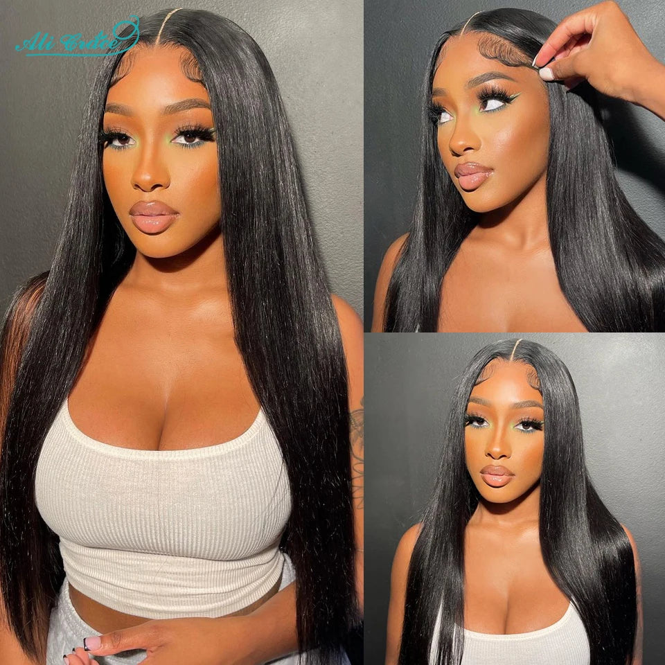 ALI GRACE Hair Straight Human Hair Bundles 1/3/4 Pcs Brazilian Straight Hair Bundles 28 30 32 Inch Remy Hair Weave Natural Color