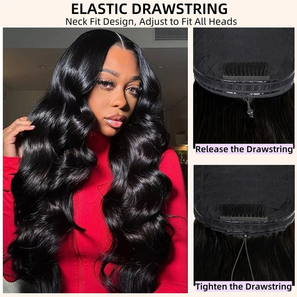 Ossilee Body Wave 13x6 HD Lace Frontal Wigs Pull Go Glueless Wig Human Hair with Drawstring 360 Invisi-Strap HD Full Lace Wig