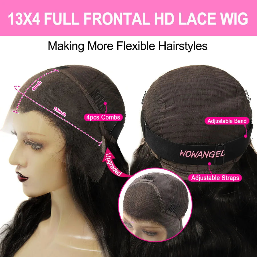 Wow Angel Chocolate Brown Colored 13x6 HD Lace Front Wig Straight Wigs Glueless Human Hair Wig Weargo Wig Melt Skin For Woman