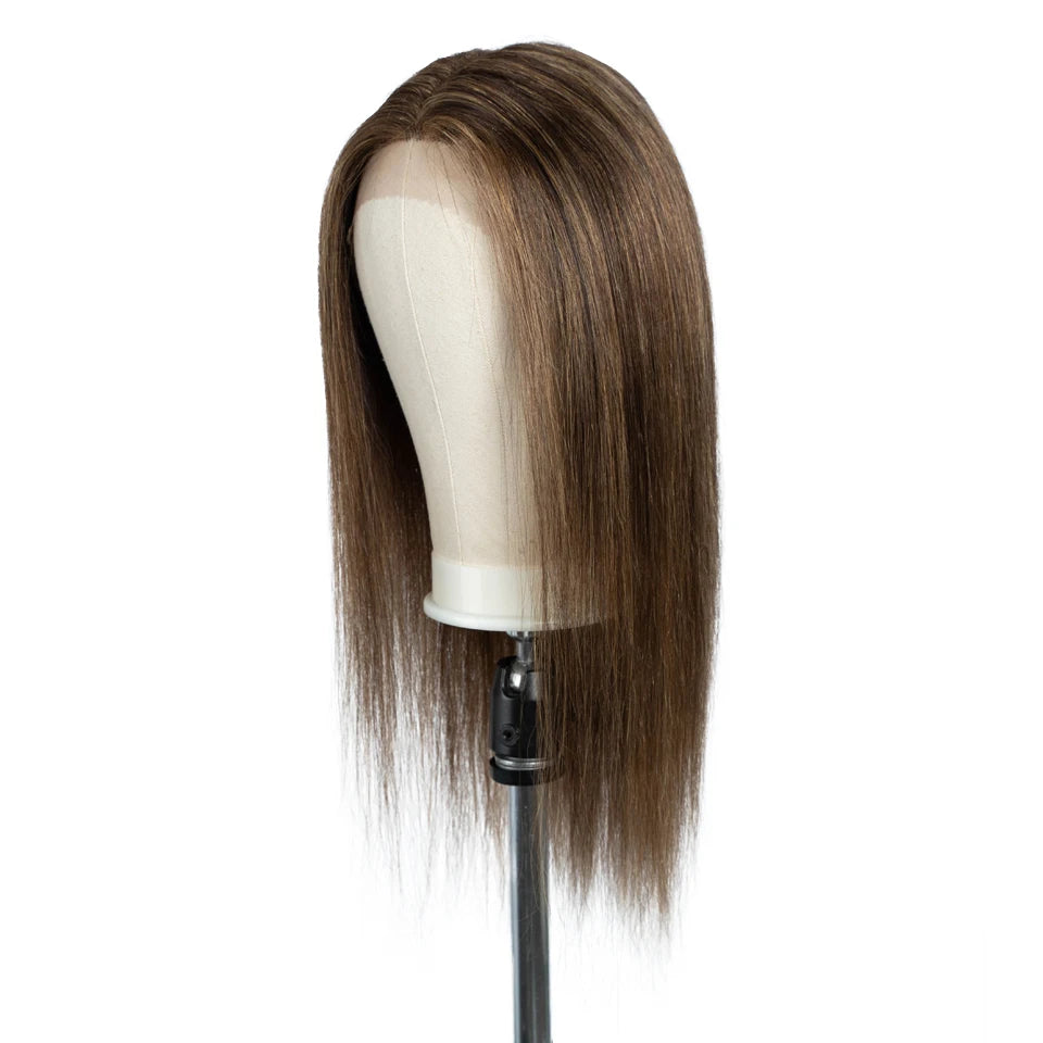 Sleek Human Hair Wigs Blonde Lace Front Wig For Women Straight Bob Wig Lace Closure Gold Brazilian Wigs Highlight Cosplay Wigs