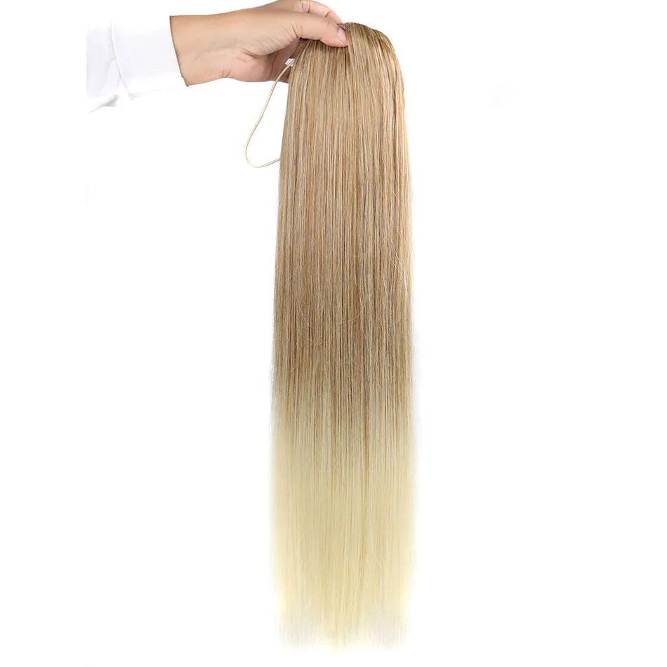 Synthetic Long Straight Ponytail Drawstring Pony Tail 32inch Clip In Hair Extensions for Women Heat Resistant Fake Hair BOOMING