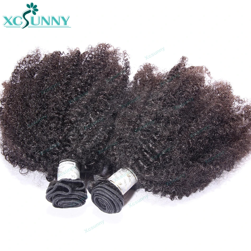 Afro Kinky Curly Human Hair Bundles Double Drawn Burmese Kinky Curly Weaves Human Hair Weft Hair Extensions For Black Women