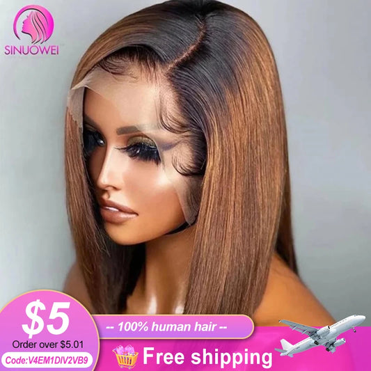 1b/30 Ombre Brown Color 13x4 Lace Short Bob Wig Human Hair Lace Front Wig Remy Hair 4x4 Lace Closure Human Hair Wigs For Woman