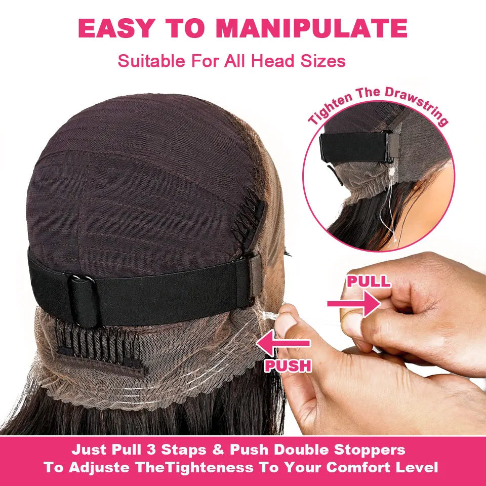 KissLove Invisi Strap 360 Lace Frontal Wigs Human Hair Layer Cut Body Wave with Bang Glueless Wigs Human Hair Salon Hairstyles