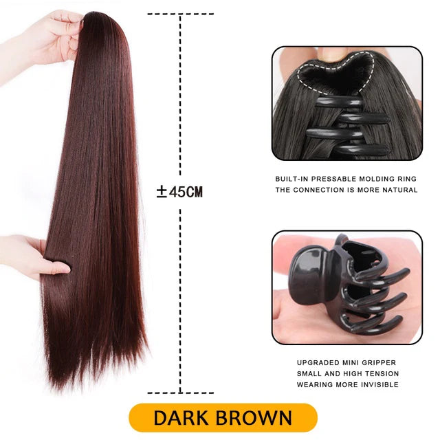 18Inch Synthetic Straight Claw Clip On Ponytail Hair Extension  Ponytail Extension Hair For Women Pony Tail Hair Hairpiece