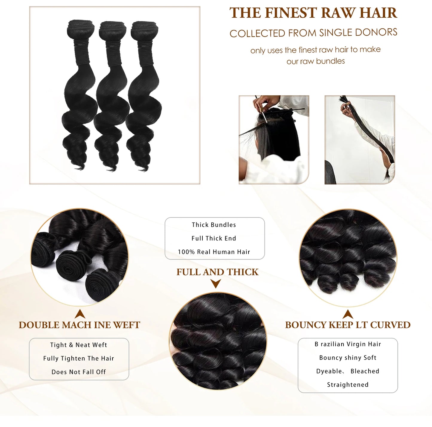 16A Loose Wave Bundles 100% Human Hair Brazilian Remy Hair 2/3/4/5/6 Pcs Unprocessed Double Weft Hair Extensions Weave For Women
