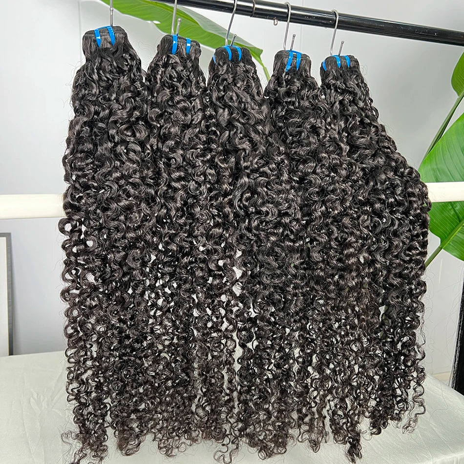 15A Burmese Curly Human Hair Bundles Double Weft #1B 100% Unprocessed Raw Virgin Hair Weave Extensions Can Bleach to #613 Color