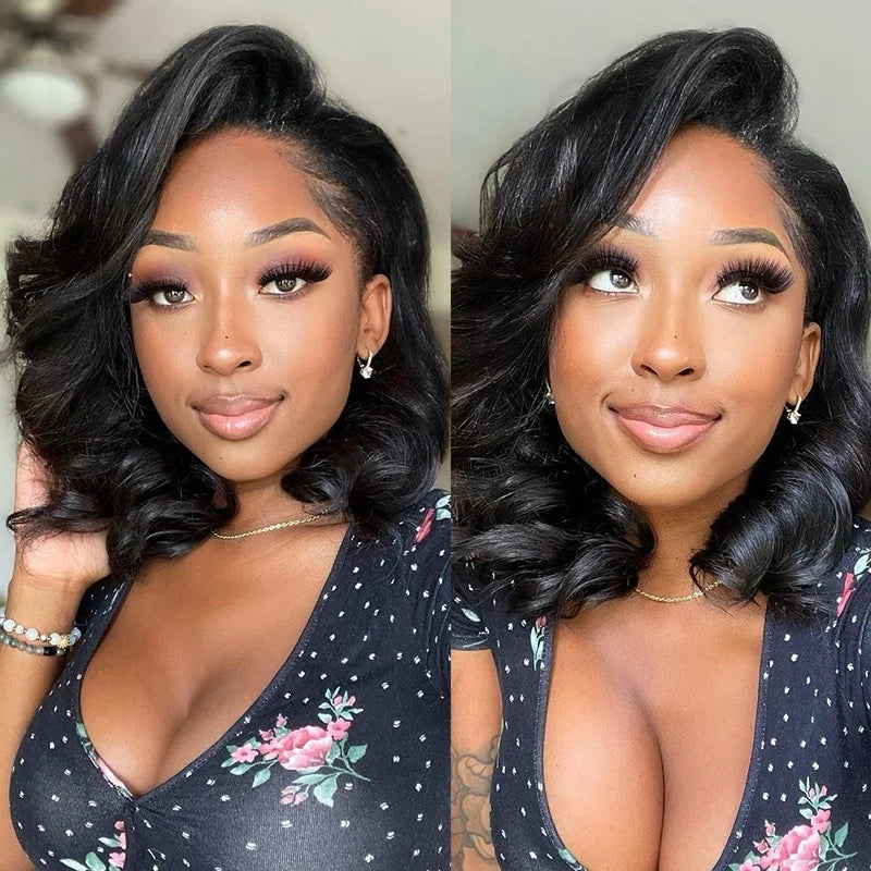 Queen Nala 200 Density Short Bob Body Wave Glueless 7x5 Lace Closure human Hair Wigs Wave 13x6 HD Lace Frontal Wig 100% Human Hair Preplucked 13x4 Lace Front Wig Remy Brazilian Hair Ready To Wear On Sale For Women