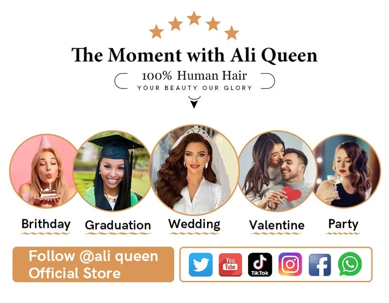 Ali Queen Hair Brazilian Straight Raw Virgin Hair Natural Color One Donor Human Hair Weft 8" to 28" Double Drawn Hair Bundle