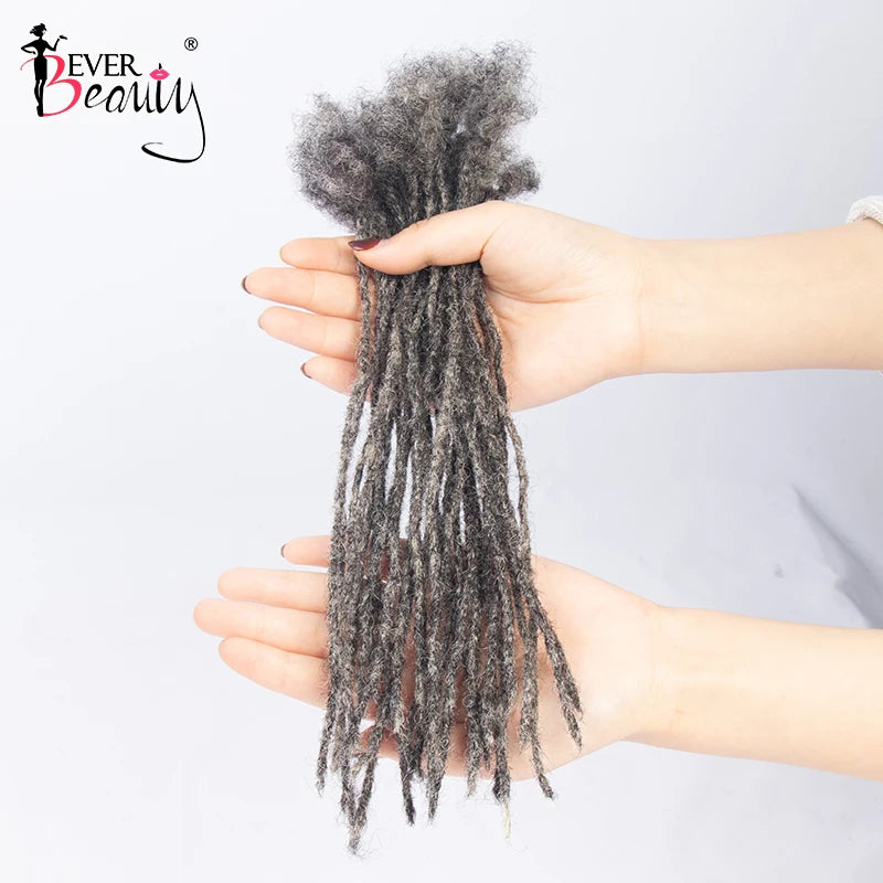 Dreadlocks Human Hair Strand Salt And Pepper Microlocks Bulk Crochet Braid Hair Loc Extension 0.2cm Kinky Curly Braiding Bundles