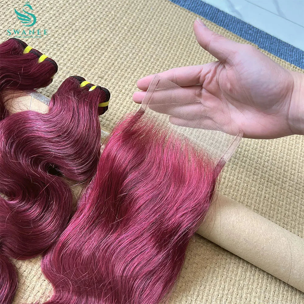 99J Body Wave Bundles With Closure 100% Human Hair Weave Bundles With 4x6 Lace Closure Hair Extension 4 Bundles Remy