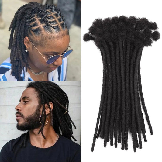 6 Inch 10 Strands Loc Extensions Human Hair 100% Handmade Permanent Dreadlock Extensions for Women Men Can Be Curled and Bleache