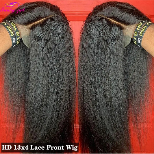 100% Burmese Human Hair Kinky Straight Wigs Transparent Lace 13x6 Lace Frontal Wigs Preplucked Hairline Lace Closure Wigs Cheap