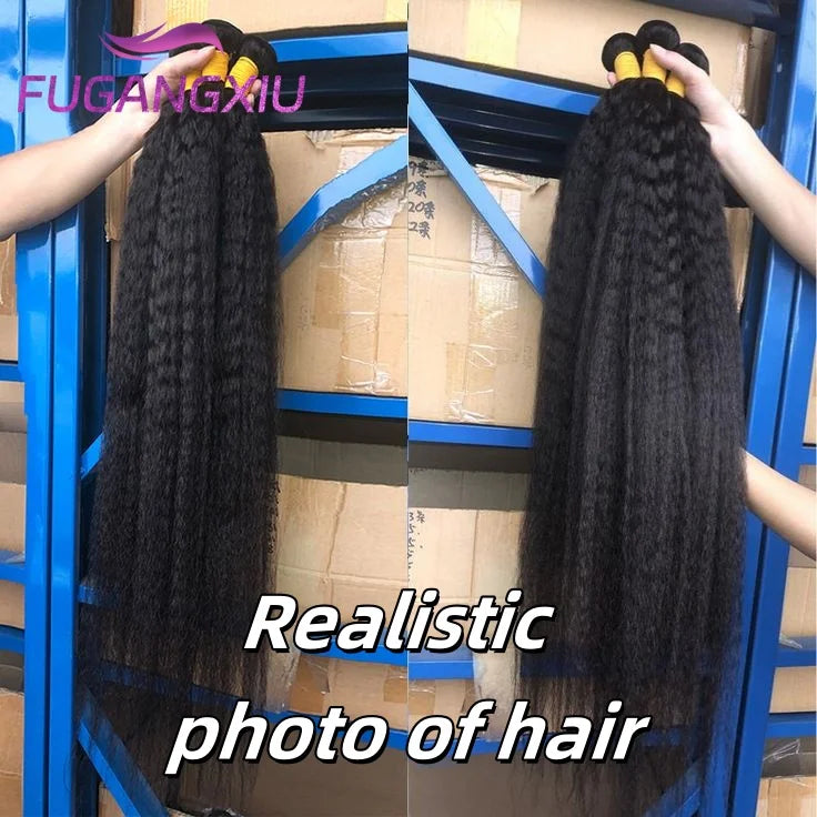 Brazilian Kinky Straight Human Hair Weave Bundles Deal Raw Virgin Hair Tissage Clearance On Sale Yaki Straight Hair Extensions