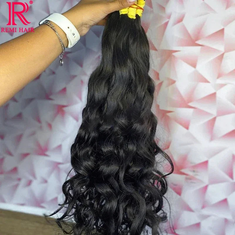 Body Wave Hair Bulk No Weft Remy Hair Extensions 100% Real Human Hair Natural Black Wavy Indian Hair Original Human Hair