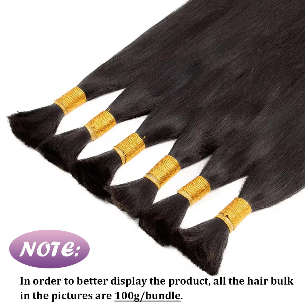 Bulk Hair Silky Straight 100% Human Hair Bulk No Weft Human Hair Extensions 50G 100G Micro Human Braiding Hair For Boho Braids