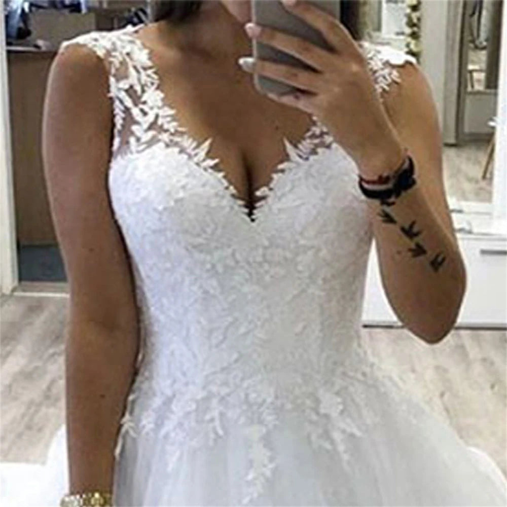 ZJ9210 Customized Off Shoulder Wedding Dresses Applique Lace Ball Gown Bride Dress Luxury  Lace Wedding Gown For Women 2023