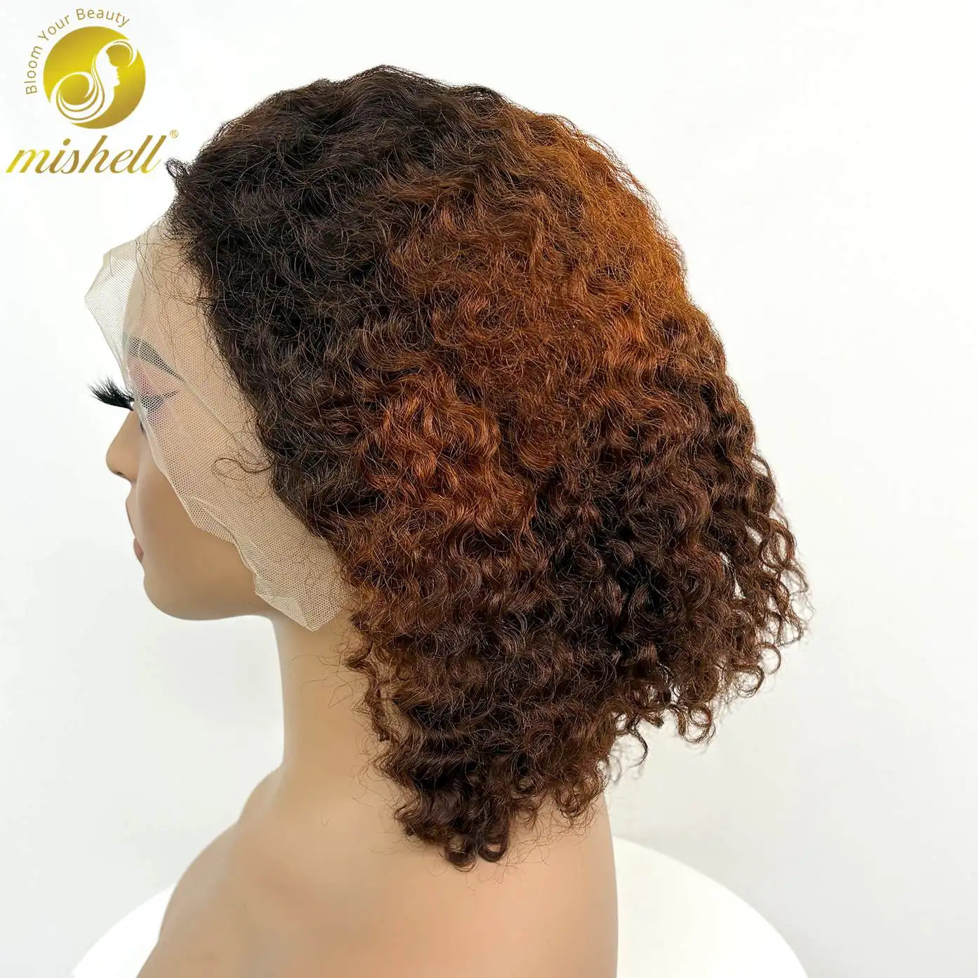 250% Density 4/30/4 Higjlight Ombre Short Water Wave Bob Wig Human Hair Wigs 13x4  Lace Frontal Deep Wave Curly Wig for Women