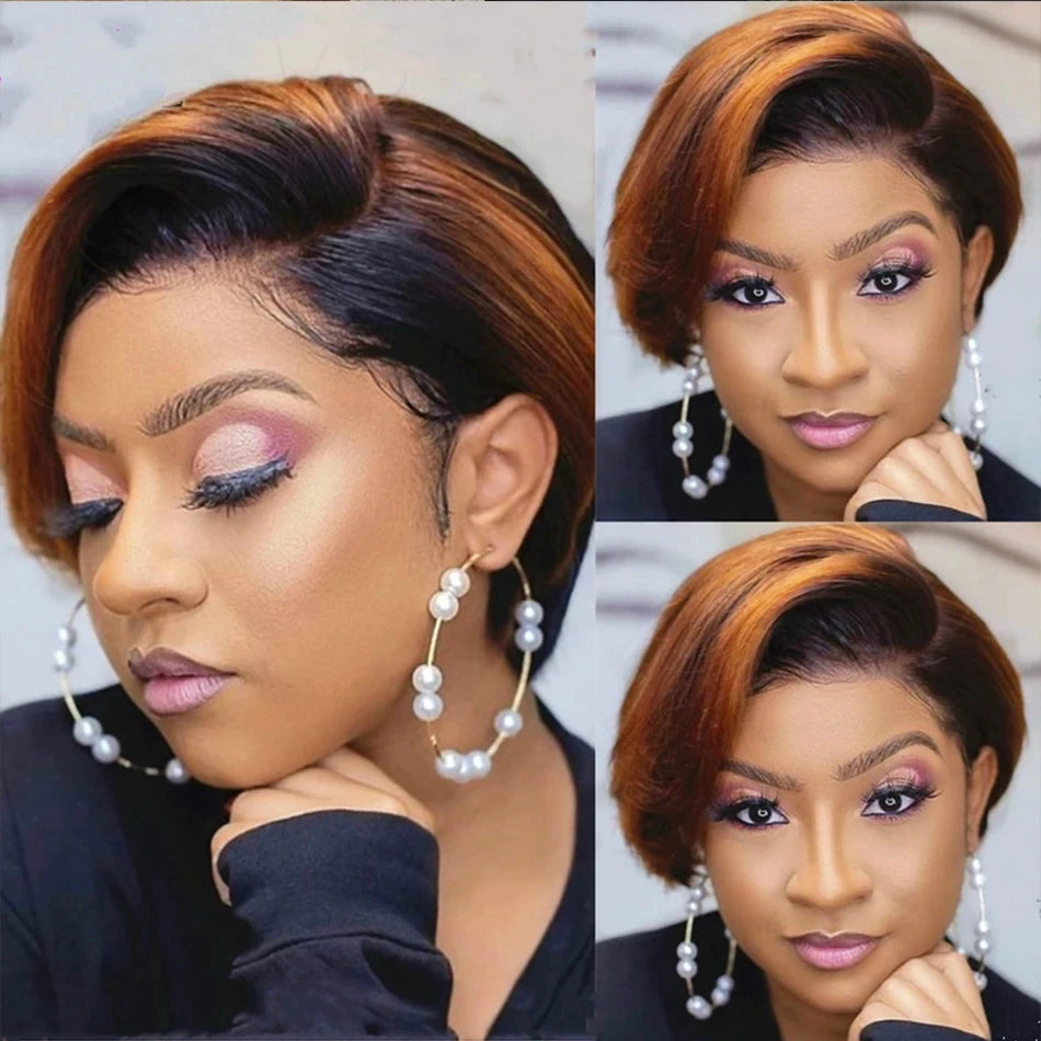 Pixie Cut 13x4 Transparent Lace Front Wigs For Women Short Bob Wig Brazilian Pre Plucked Lace Frontal Human Hair Wig 200 Density