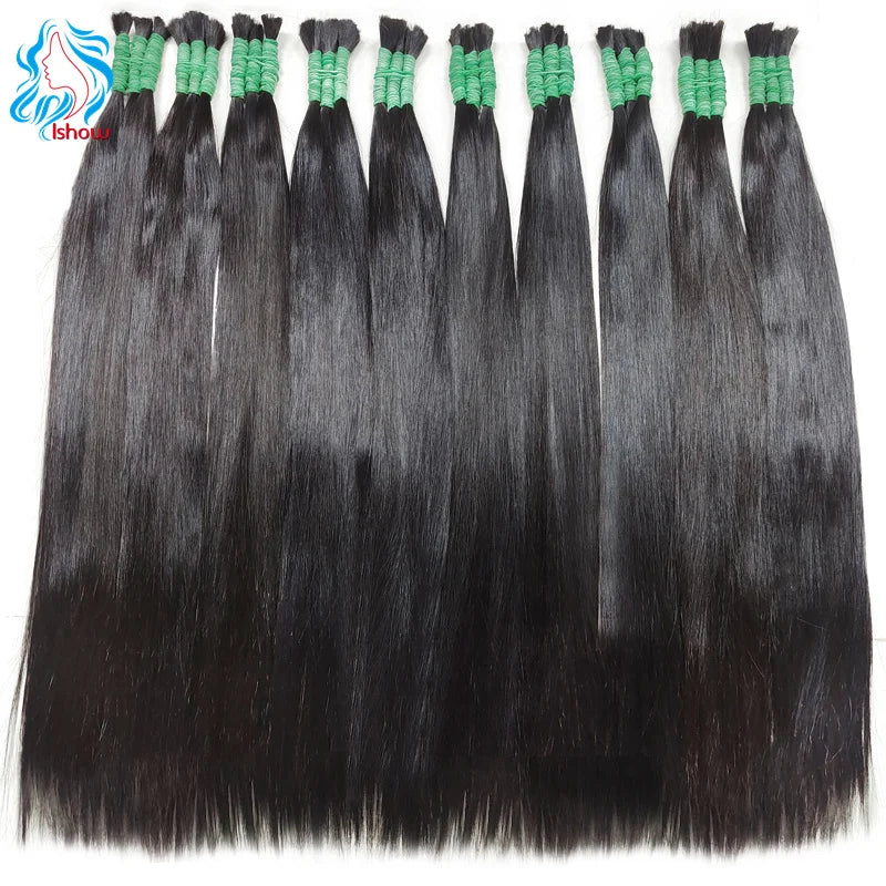 Wholesale Human Hair Bulk For Braiding Natural Color Straight Indian Hair No Weft Braiding Bulk Hair Extensions For Women 50g