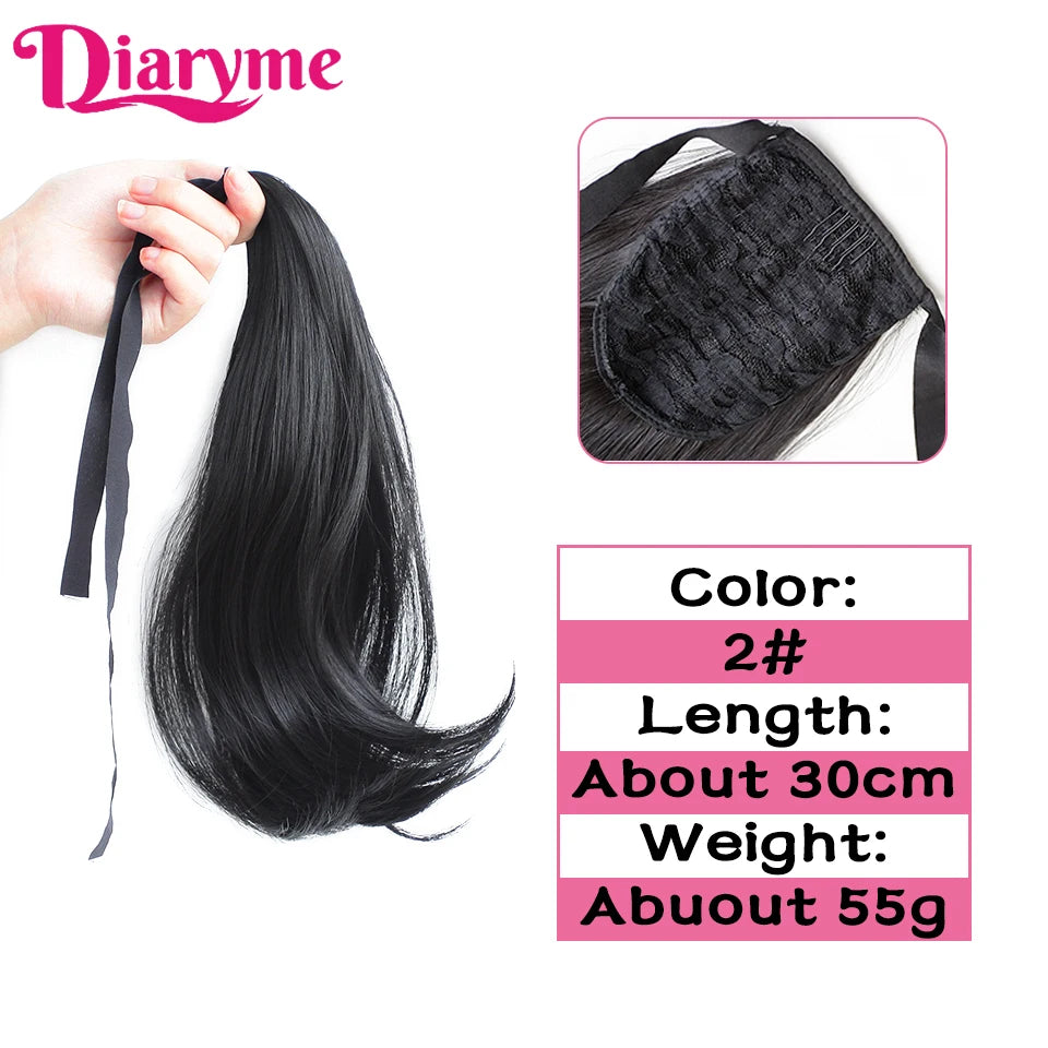 Synthetic Hairpiece Long Ponytail Hair Extensions Black Brown Wigs For Women Heat Reistan Pony Tail Fake Hair Clip In Ponytail
