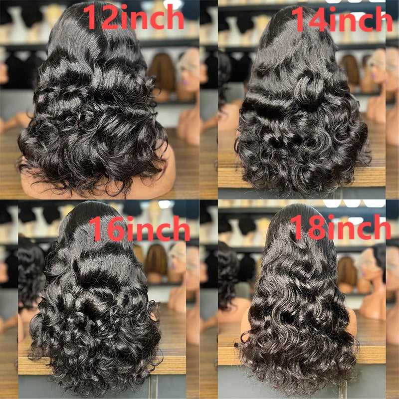250% Density 100% Vietname Loose Wave Wig 13x4 Frontal Bouncy Wave Wig with Human Hair Natural Black For Black Women 14-20Inch