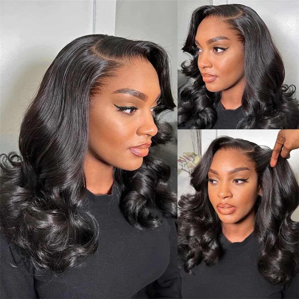 Brazilian Body Wave Short Bob Human Hair 13x4 Transparent Lace Front Human Hair Wigs 4x4 Lace Closure Pre Plucked Frontal Wigs