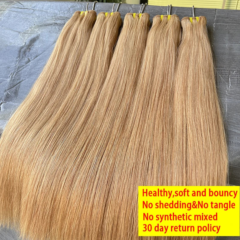 #27 Honey Blonde Bone Straight 100% Human Hair Bundles Unprocessed Raw Virgin Hair Weave Extensions Colored Hair Double Weft