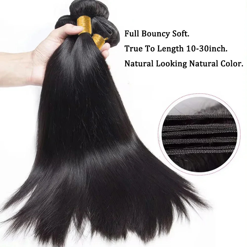 28 30 36 40 Inch Bone Straight 100% Real Human Hair Straight Human Hair Bundles Raw Hair Bundles Brazilian Hair Weave Extensions