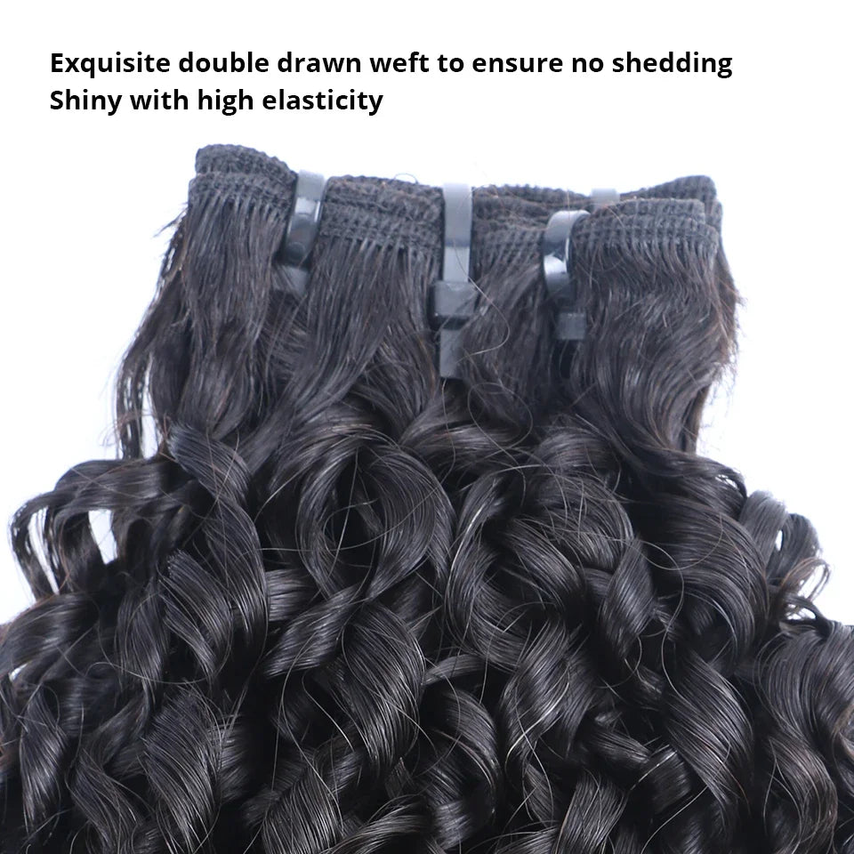 14-24Inches Pixie Bouncy Afro Kinky Curly Human Hair 3/4 Bundles Deal 100% Virgin Raw Hair Extension Double Drawn Wholesale 15A