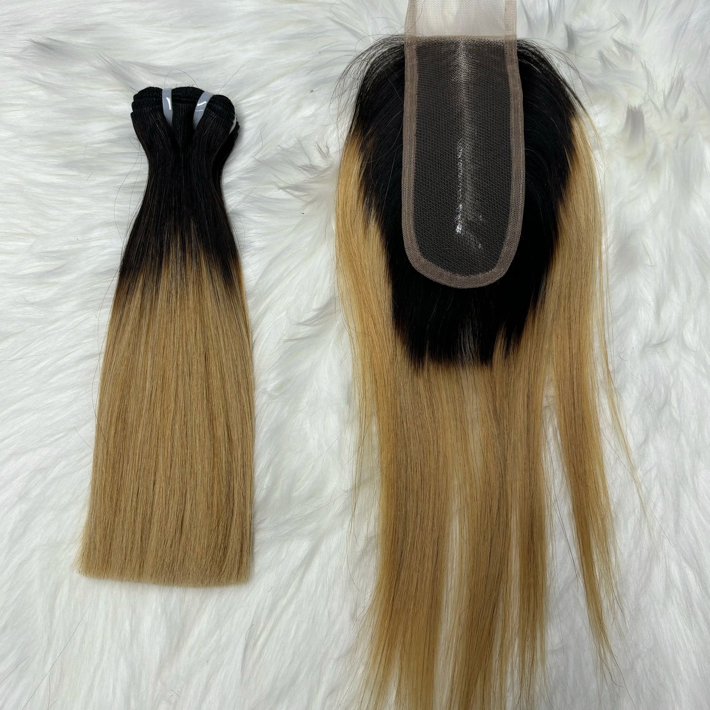 2X6 Lace Frontal Colored Vietnamese Human Hair Bundles and Closure Double Drawn Ombre Color Remy Human Hair Extensions