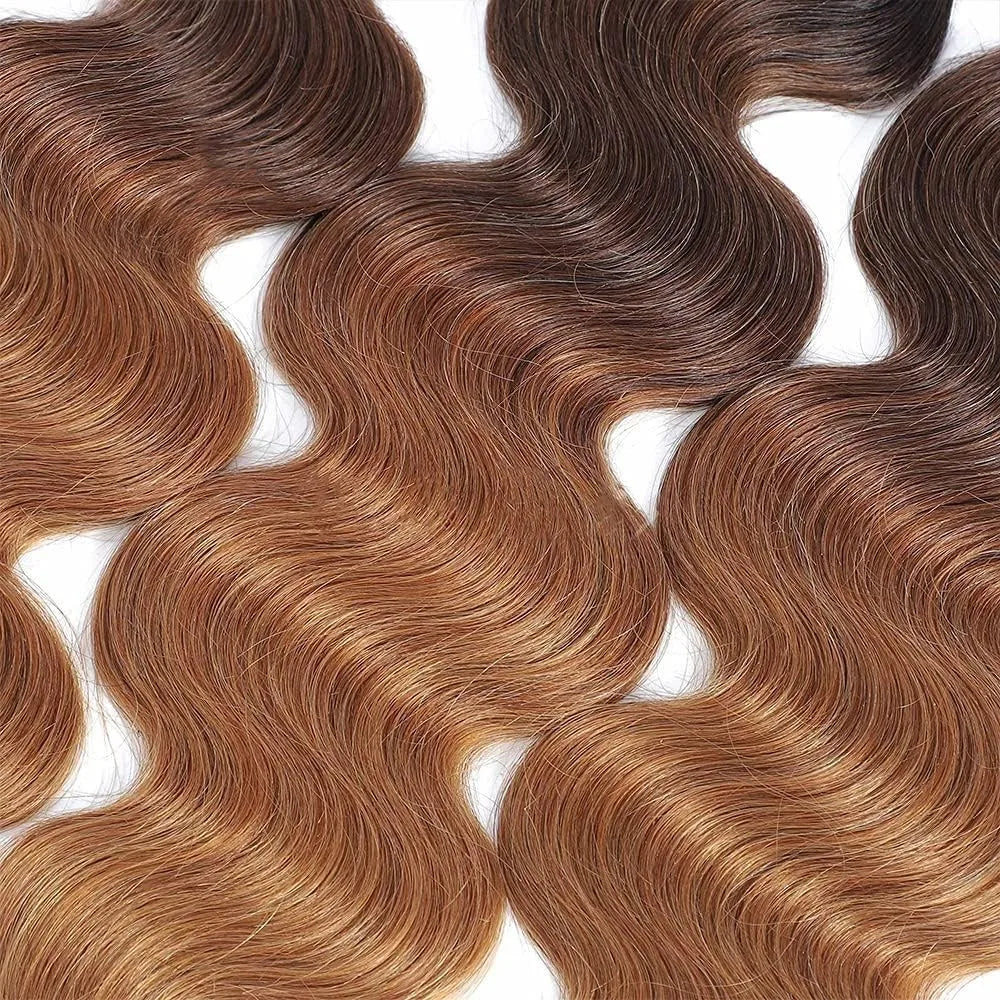 Ombre Color Body Wave Human Hair Bundles With Closure Brazilian Virgin Hair Bundles 1b/4/27 1b/4/30 Hair Weave Bundle Human Hair