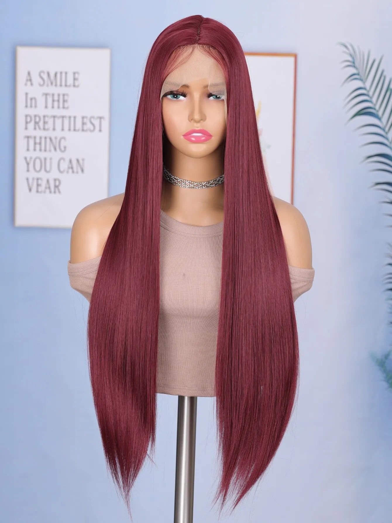 24 Inch Straight Lace Front Chemical Fiber Wigs Black Color Synthetic Straight Hair Wigs For Daily Party Cosplay Wear