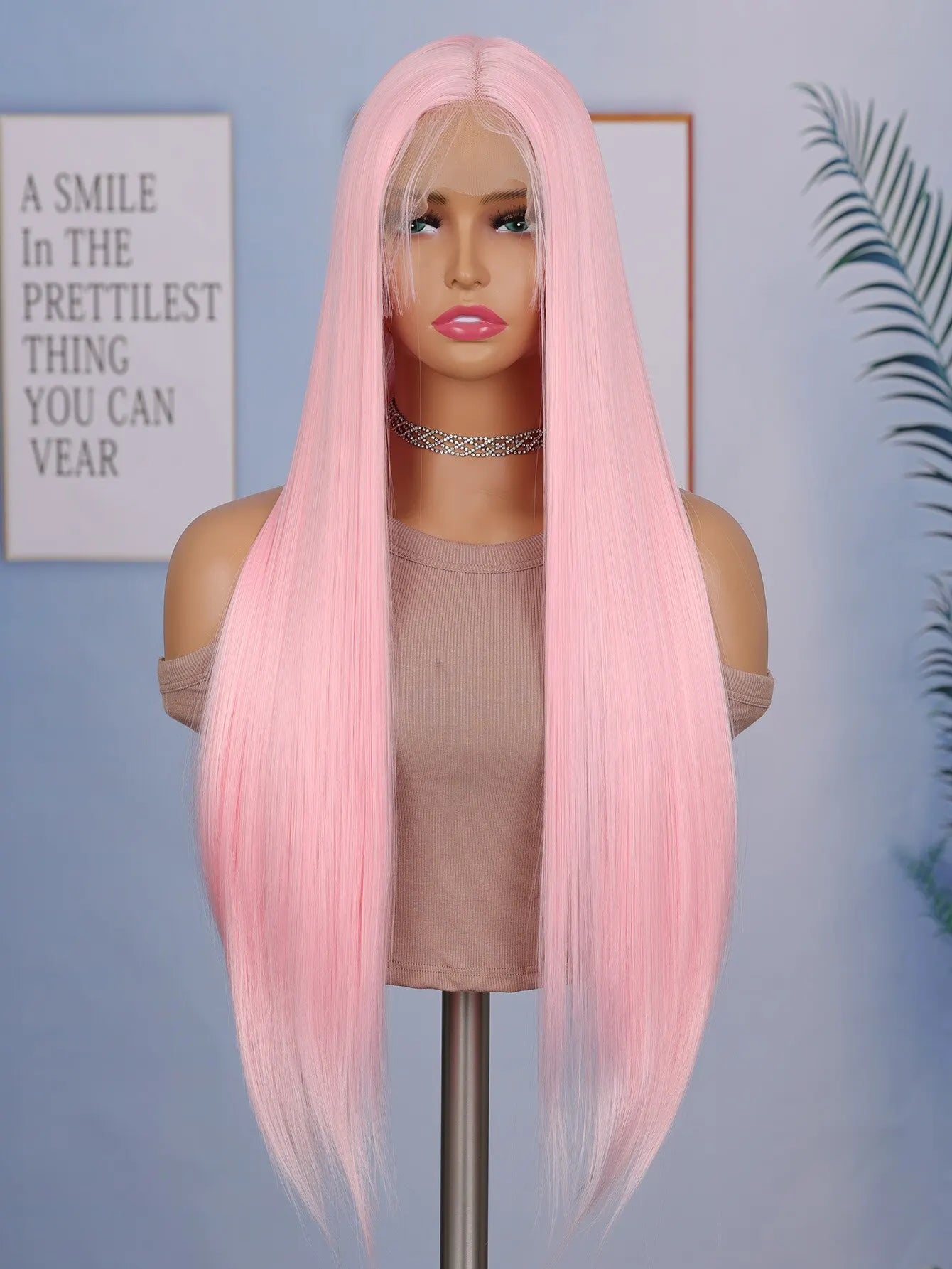 24 Inch Straight Lace Front Chemical Fiber Wigs Black Color Synthetic Straight Hair Wigs For Daily Party Cosplay Wear