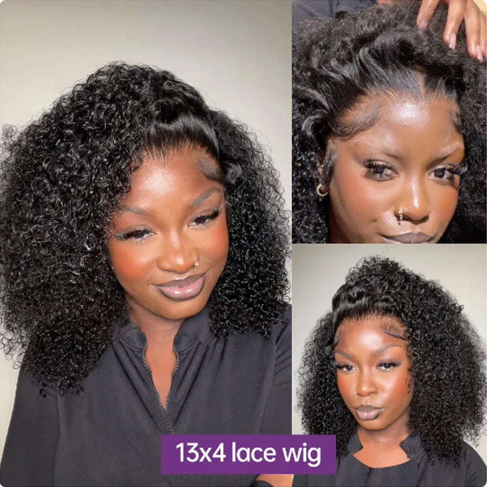 13X4 Mongolian Kinky Curly Lace Front Wigs For Women Preplucked With Baby Hair Curly 12A Human Hair Wigs Deep Curls Wig