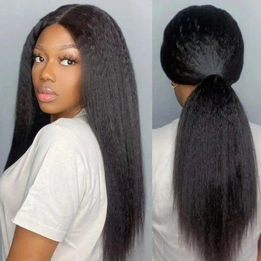 100% Burmese Human Hair Kinky Straight Wigs Transparent Lace 13x6 Lace Frontal Wigs Preplucked Hairline Lace Closure Wigs Cheap