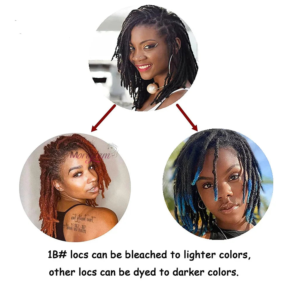 6 Inch 10 Strands Loc Extensions Human Hair 100% Handmade Permanent Dreadlock Extensions for Women Men Can Be Curled and Bleache