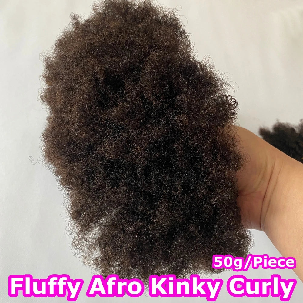 Mongolian Raw Hair Fluffy Afro Kinky Curly Bundles Hair Extension Human Hair Remy Hair Double Drawn Women's Bundles Natural Hair